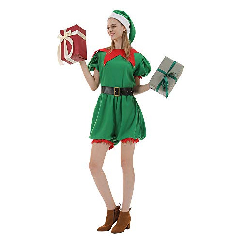 Disfraz De Elfo De Navidad Mujeres, Vestido De Fiesta D...