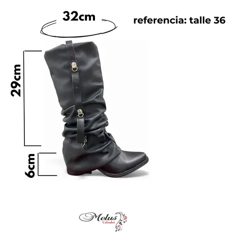 Bota Texana Ca&ntilde;a Volcada Arrugada Mujer Liviana