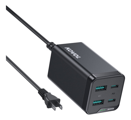 Kovol - Cargador Usb C De 65 W, 4 Puertos Pd Gan Iii, Estaci