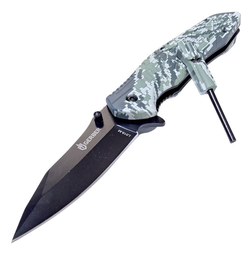 Navaja Tactica Gb L018 Semi Automática Acero Inox Pedernal Color Camuflado Claro