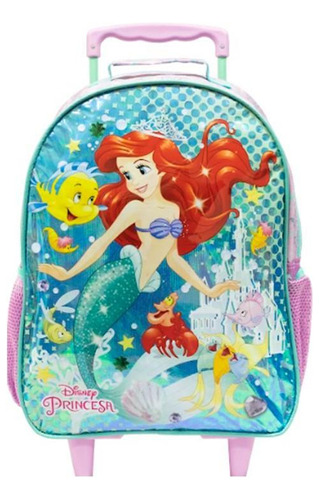 Mochila Escolar De Rodinha Princesa Disney Ariel Original