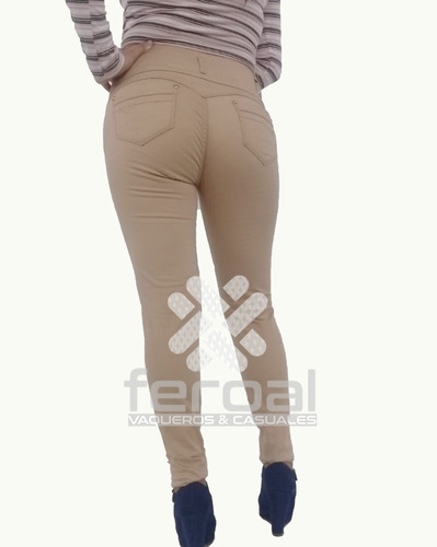 Pantalon Dama Mezclilla Push Up Strech  C/elastico Sin Bolsa