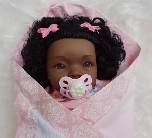 Bebê Reborn Negra Menina Corpo Tecido