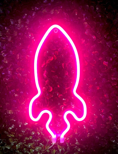 Luminária Foguete De Parede Led Neon Decoração Bivolt
