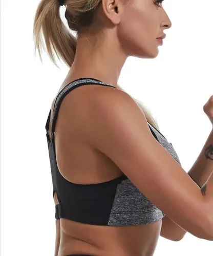 Crop Top Deportivo Ajustable Con Cremallera - Gris Ref. 2070