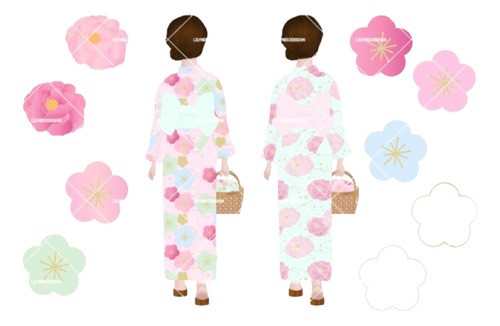 Kit Imágenes Digitales Japón Mujeres Kimono 865762