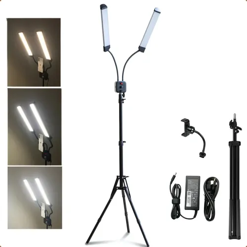 Luminária Led Ring Light Profissional Braço Duplo Foto Tripe 127/220v Preto Branco-frio, Branco-neutro, Branco-quente