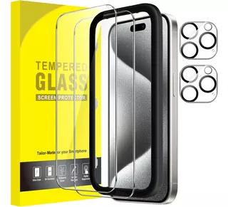 2 Mica Cristal Templado Y 2 Protectores Cámara Para Iphone15