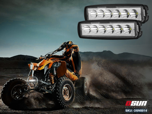 2 Faros Osun® De Led Diseño Tipo Barra 100% Metal Con 18w De Luz Concentrada Blanca+bases Universal 4x4/automotriz/motos
