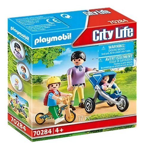 Figura Armable Playmobil City Life Mamá Con Niños 17 Piezas