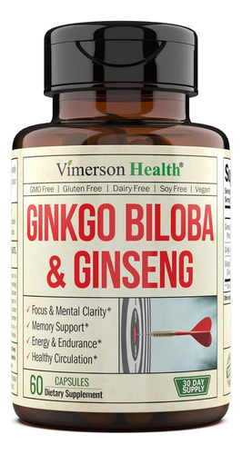 Ginseng + Ginkgo Biloba Vimerson Health 60 Cápsulas