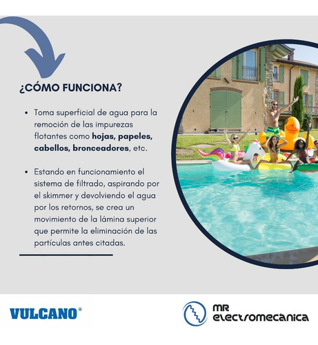 Imagen 3 de 10 de Skimmer Vulcano Boca Ancha Piscina Fibra 38cm / 119009