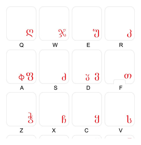 Adhesivo Para Teclado Georgiano Letra Roja Fondo Escritorio