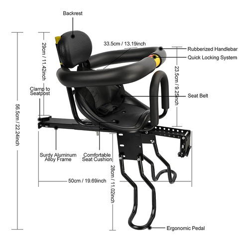 Asiento Bicicleta Bebé Universal Ajustable Silla Delantero