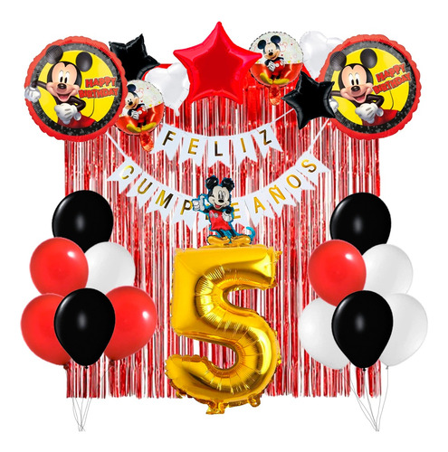 Combo Kit Deco Fiesta Cumpleaños Globos Mickey Mouse