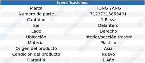Tolva Salpicadera Del Der Int Secc Tras Plástico C320 01-05