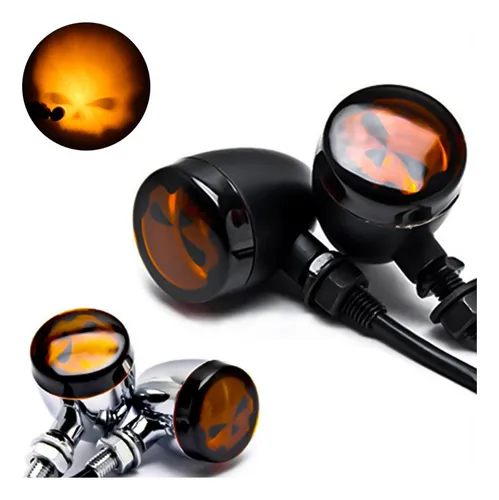 Luz Giro Calavera Metal Señal Giro Retro Motocicleta