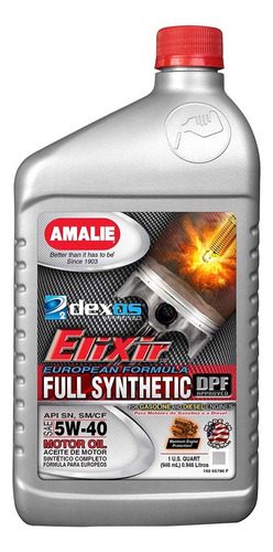 Aceite Amalie 5w40 Sintetico Elixir 946 Ml