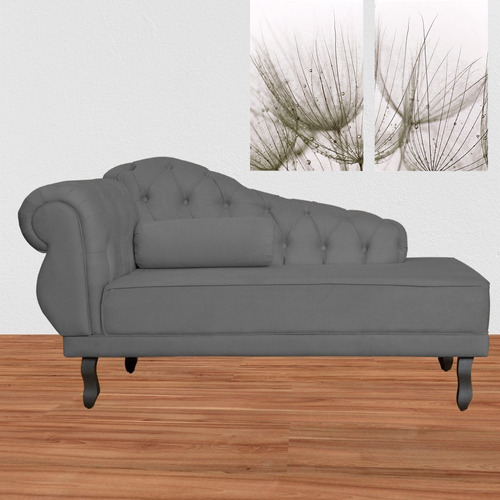 Recamier Larissa para habitación, dormitorio, recepción u oficina, color gris oscuro