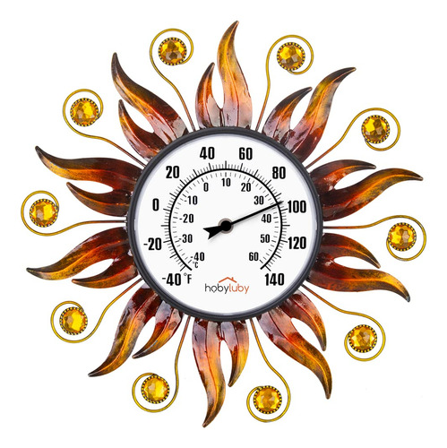 Hobyluby 13'' Sun Outdoor Thermometer, Indoor Outdoor The...