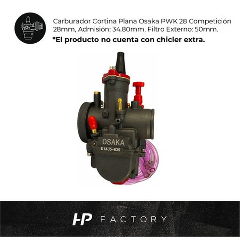 Imagen 2 de 9 de Carburador Cortina Plana Osaka Pwk 28 Competición