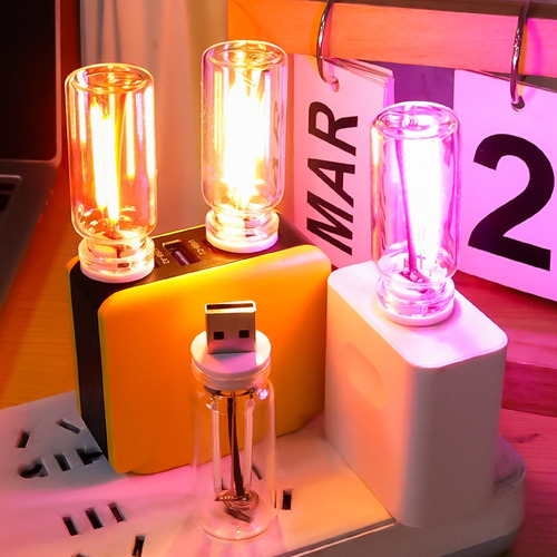 Luz Nocturna Usb Con Forma De Botella De Vidrio, Lámpara Led