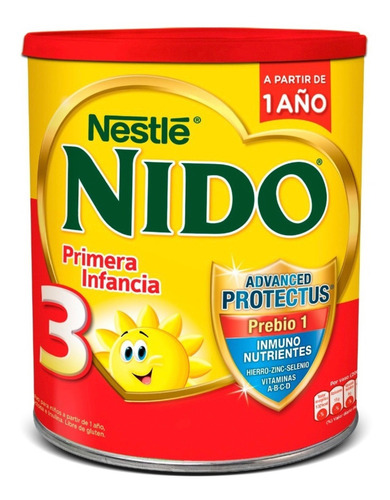 Leche de fórmula en polvo sin TACC Nestlé Nido 3 en lata de 400g - 12 meses a 3 años