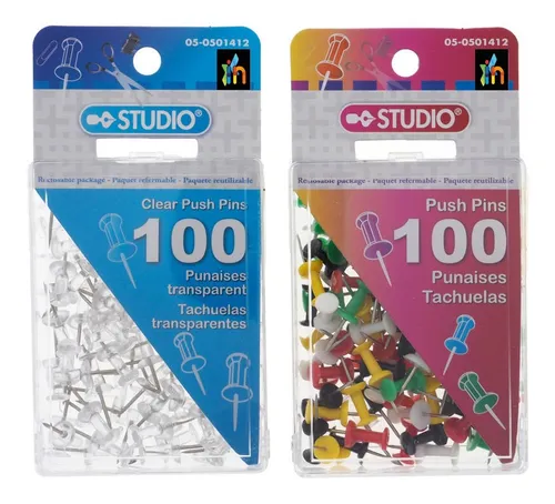 Tachuelas Pinchos Chinches Cabeza De Plastico Papeleria