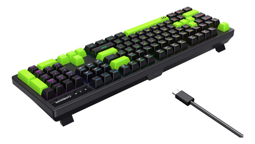 Teclado mecánico negro Havit KB-893l Rgb para jugadores, idioma inglés internacional