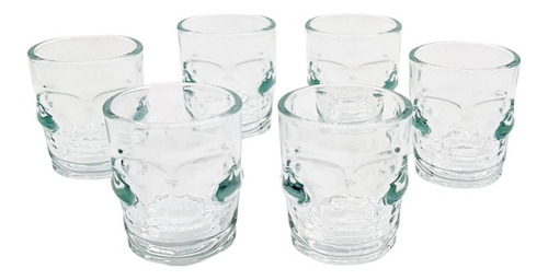 Set 6 Vaso Calavera 75 Ml Vidrio Corto