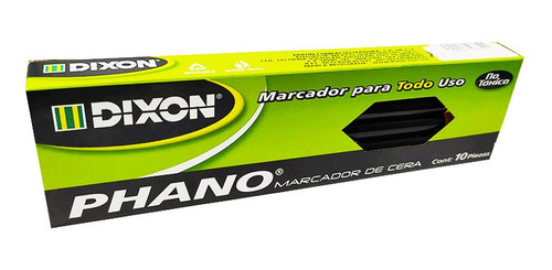 Marcador De Cera Dixon Phano Negro 10 Pzs