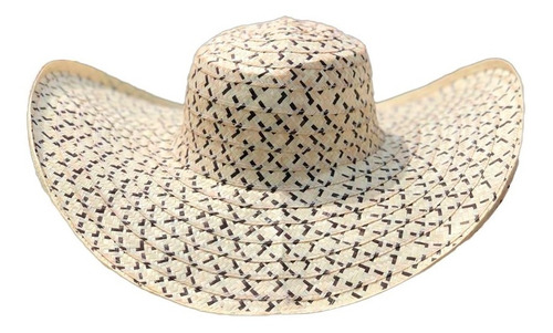 Sombrero 15 Fibras Diseño Blanco Figuras Artesanal