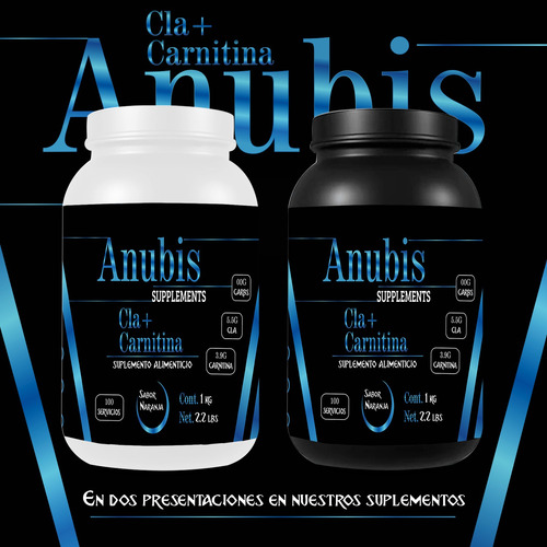 Cla + Carnitina 1kg Anubis 100 Servs Pre Entreno Sabores Naranja