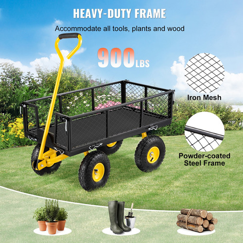 Vevor Carro Carrito De Jardín Para Carga Multiusos 408 Kg Color Amarillo