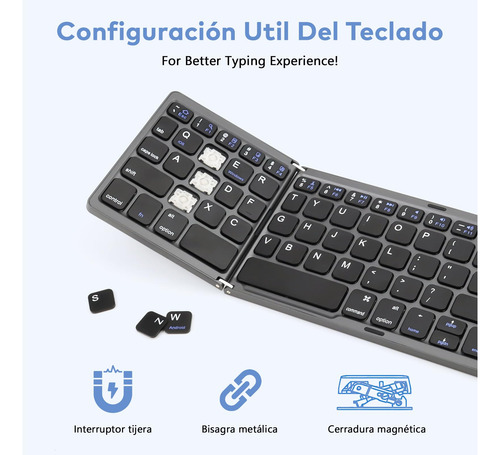 Teclado Bluetooth Plegable,teclado Inalámbrico Portátil