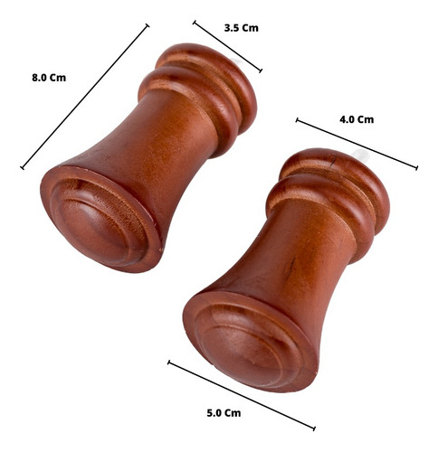 Pack 2 Unidades Terminal Queen De Madera Chocolate 35 Mm