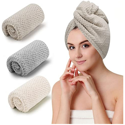 Czxi 3 Pcs Microfiber Hair Towel, Hair Wraps For Vxg2i
