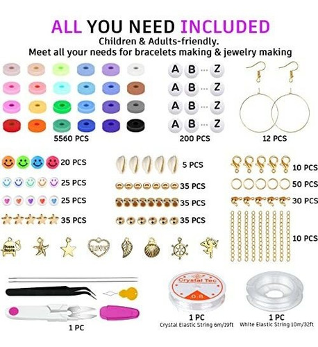 Kit Cuentas De Arcilla Para Hacer Pulseras 24 Colores