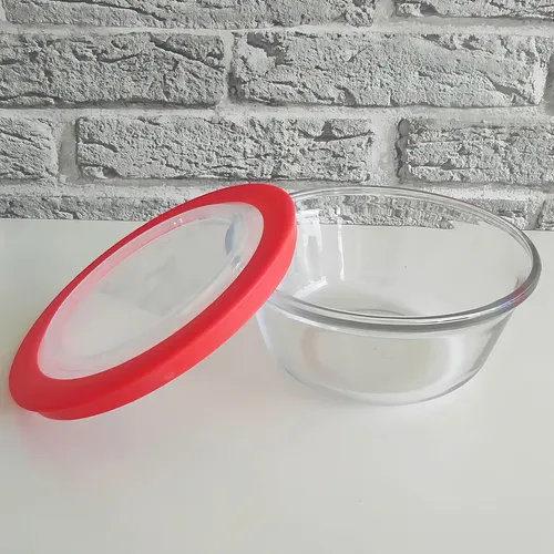 Tarro de vidrio redondo pequeño de 600 ml con tapa de plástico fácil