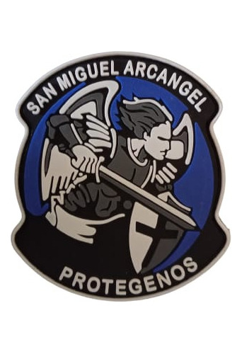 Insignia De Pvc San Miguel Arcangel Fondo Azul Con Contactel