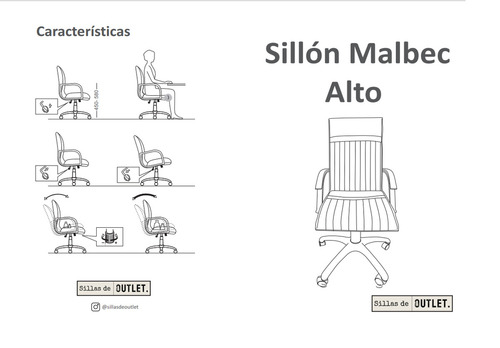 Silla de escritorio de Outlet Malbec respaldo alto ergonómica blanca
