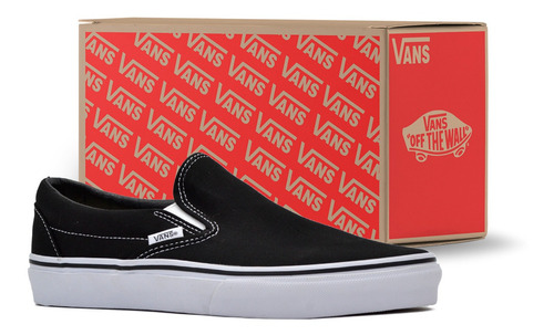 Tenis Vans Original Slip On Negro Blanco Choclo Elasticos