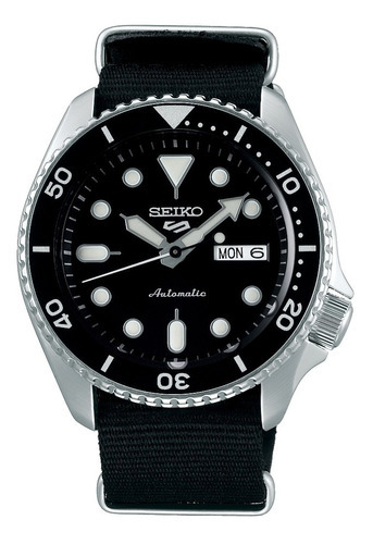 Seiko 5 Sports 42.5 Mm Automatico Srpd55k3 Color de la correa Negro Color del fondo Negro