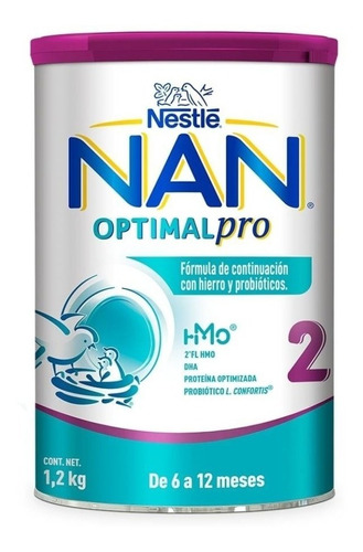 Leche de fórmula en polvo Nestlé Nan Optimal Pro 2 en lata de 1 de 1.2kg - 6  a 12 meses