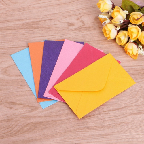50 Mini Sobres Para Cartas De Papel Tarjetas Invitaciones Color Varios Liso