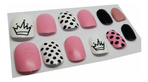 12 Mini Uñas Postizas Con Strass Y Dijes Niñas