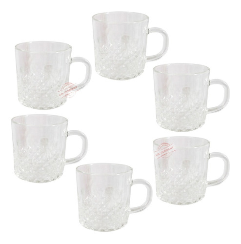 Set 6 Pcs Taza De Vidrio Cristal Cafe Te 230 Ml 602272 P*