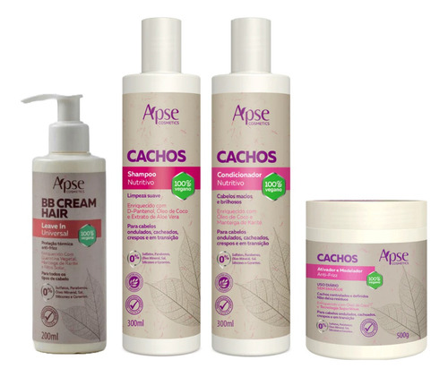 Apse Cachos Shampoo E Condicionador E Ativador + Bb Cream