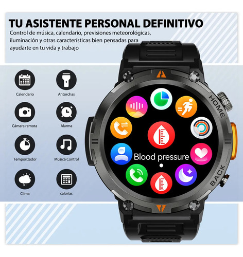 Reloj Inteligente Táctico Eigiis Ke3 Con Linterna Dual