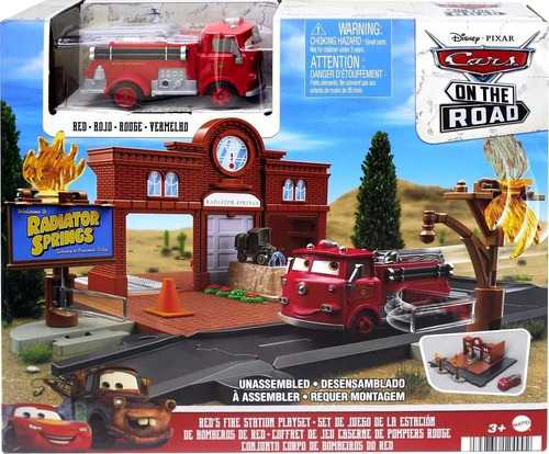 Cars On The Road Set De Juego La Estación De Bomberos De Red